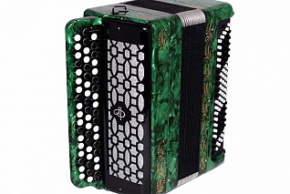 Баян ученический двухголосный Этюд-205М2, 55х100-II, зеленый, Тульская гармонь