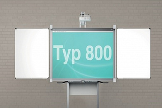 Настенная (подъемная) система, с регулируемой по высоте несущей системой для интерактивной доски и 4 боковые панели PolyGlide