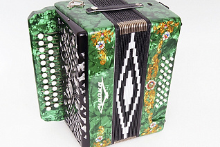 Гармонь «Чайка 204» 25х25-II, зеленая, Шуйская гармонь
