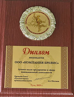 Диплом ООО "Компания Бревис" Лучшее малое предприятие в сфере инновационной деятельности