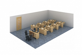 Стационарный лингафонный кабинет «ДИАЛОГ-1» с фигурными кабинками на 13 мест