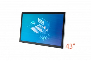 Монитор сенсорный встраиваемый AnTouch ANT-4310ip 43", PCAP (проекционно-ёмкостный), 1920х1080, 450 кд/м2, 10 касаний, DP, 2хHDMI, VGA, DVI, IP65, VESA, 2х10 Вт