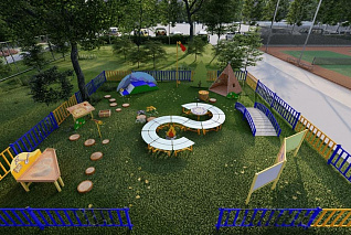 Тематическая туристическая площадка (с забором) «Умничка»