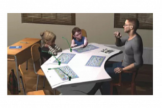 Слухоречевой тренажер, стол NexSound с четырьмя сенсорными мониторами