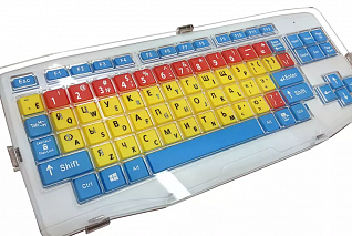 Клавиатура адаптированная с крупными кнопками; пластиковая накладка, разделяющая клавиши, беспровод