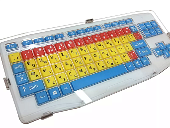 Клавиатура адаптированная с крупными кнопками; пластиковая накладка, разделяющая клавиши, беспровод