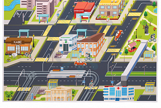 Магнитно-маркерная доска "Изучаем дорожное движение" с комплектом магнитов