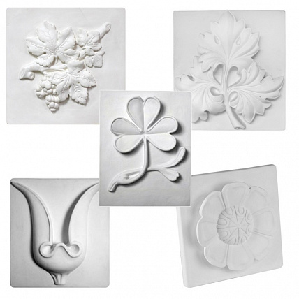 Комплект гипсовых моделей растений 3 шт  (восьмилистник, ветка клевера, гроздь винограда)