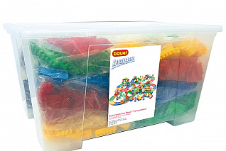 Развивающий игровой конструктор Bauer "Автодорога и ПДД для детей" (в контейнере 130 л, 15 инструкций, тематич.наклейки)