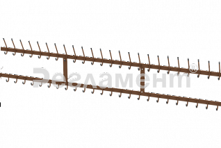 Вешалка настенная на 25 мест 2600х100х520мм (ШхГхВ) (КОРИЧНЕВЫЙ)