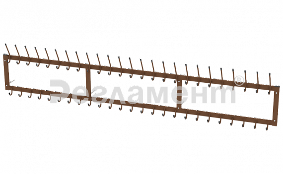 Вешалка настенная на 25 мест 2600х100х520мм (ШхГхВ) (КОРИЧНЕВЫЙ)