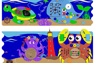 Тактильно-развивающая панель Морские обитатели