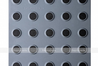 Плитка тактильная, со сменными рифами (преодолимое препятствие, поле внимания, конусы линейные), 300х300х6, PU/PL, серый/черный